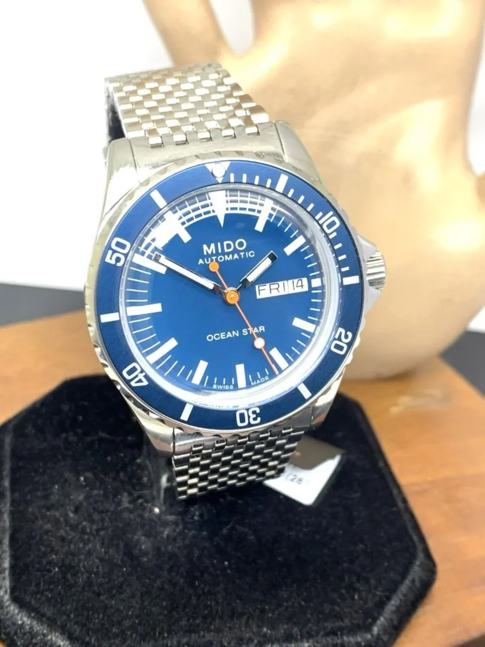 Mido Ocean Star Men's Watch Swiss Automatic Blue Dial Day Date Steel 40.5mm